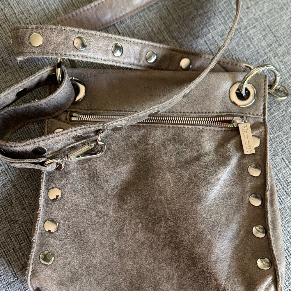 Hammitt Tan Silver Crossbody Bag with Edgy Studs